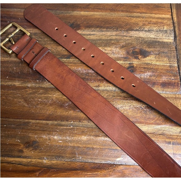 J Crew Genuine Italian Leather Belt Brass Buckle Made in USA Womens L - Picture 3 of 12